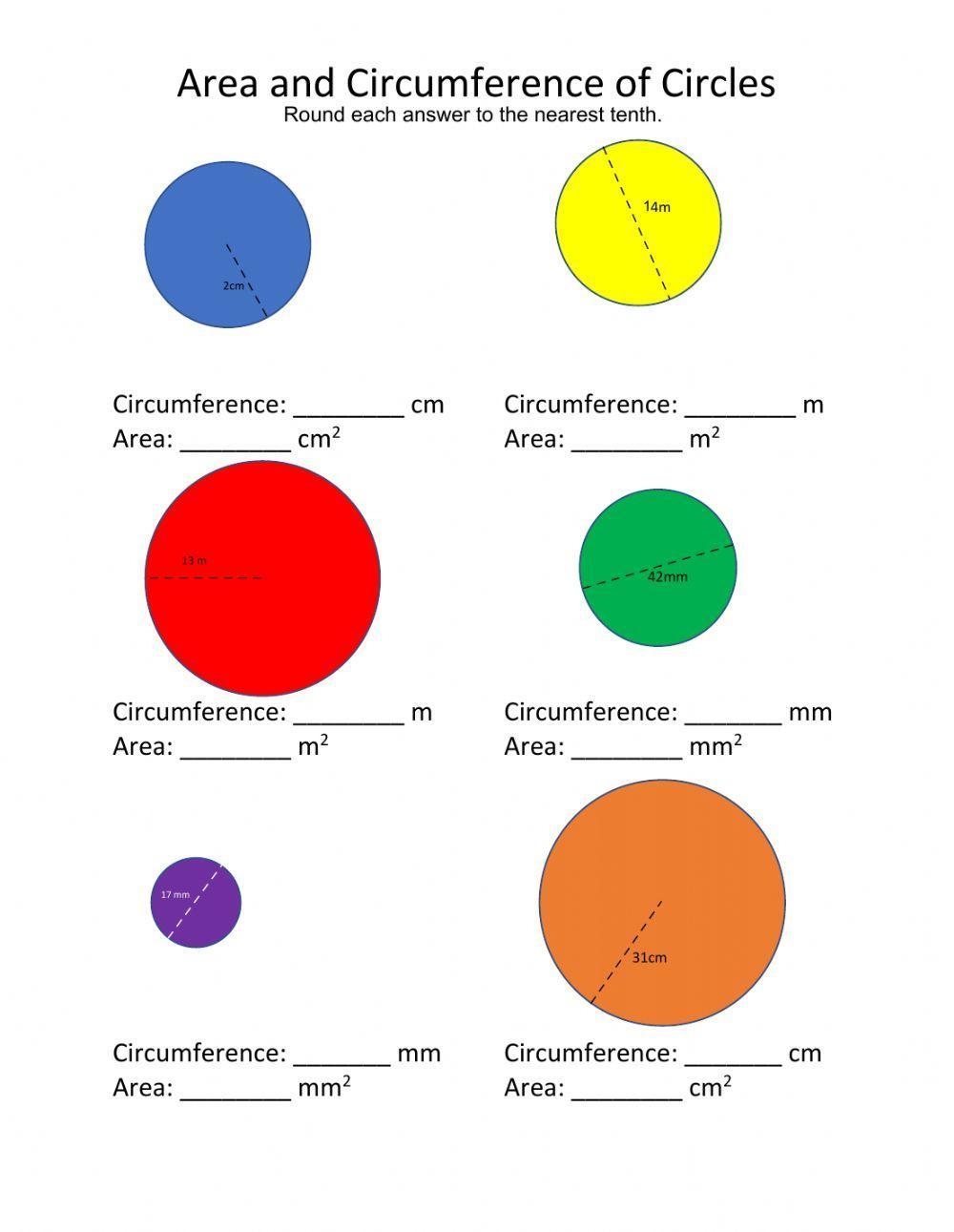 Area And Circumference Worksheet Live Worksheets Worksheets Library