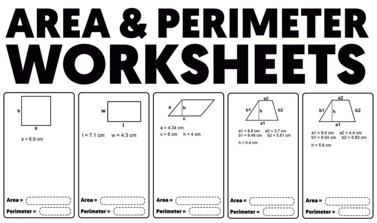 Area And Perimeter Worksheets Geometry Exercises