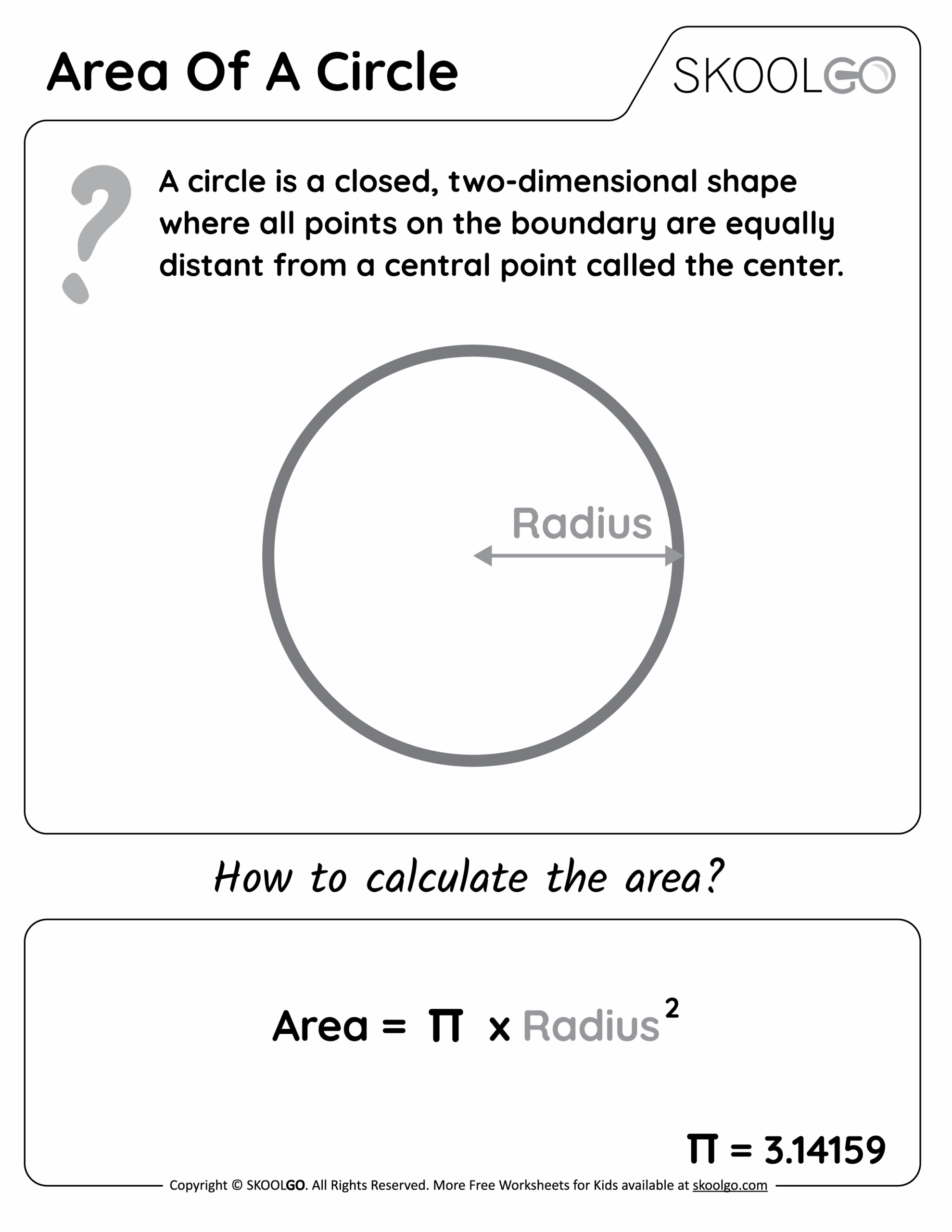 area of a circle worksheet