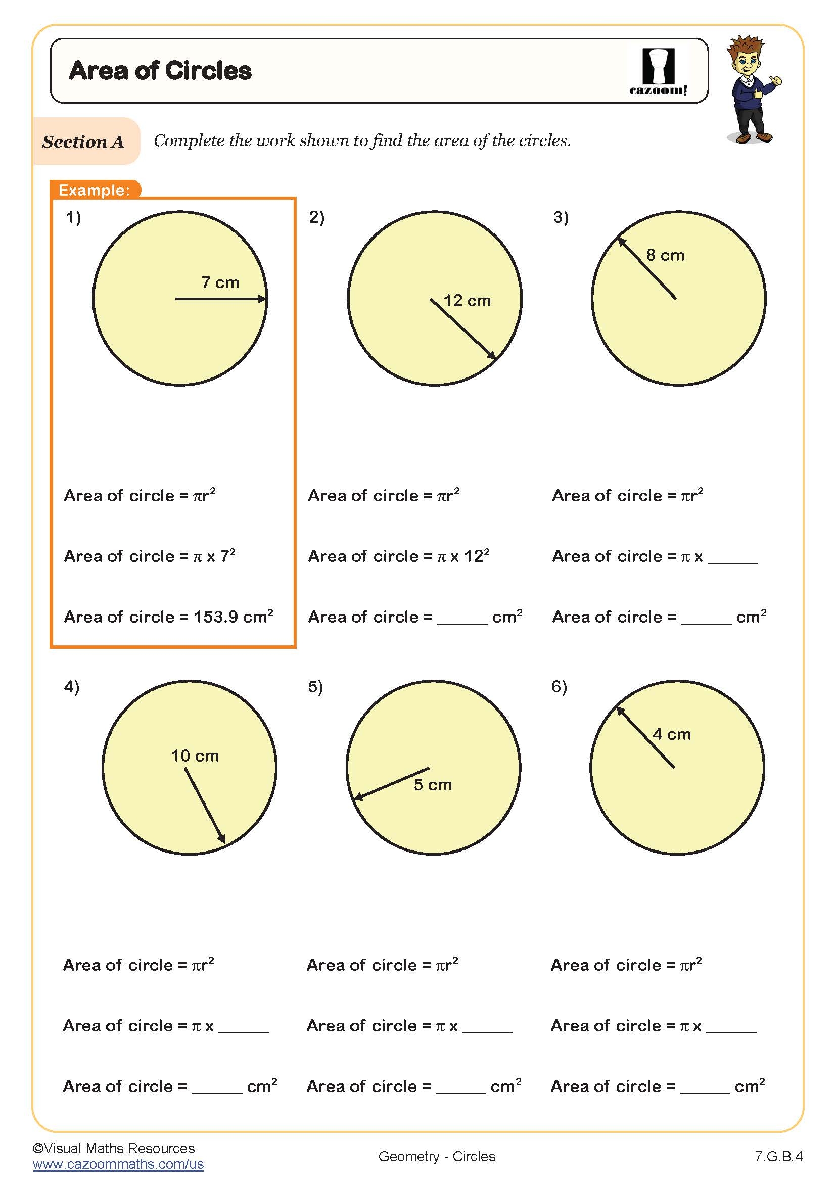 area and circumference worksheet