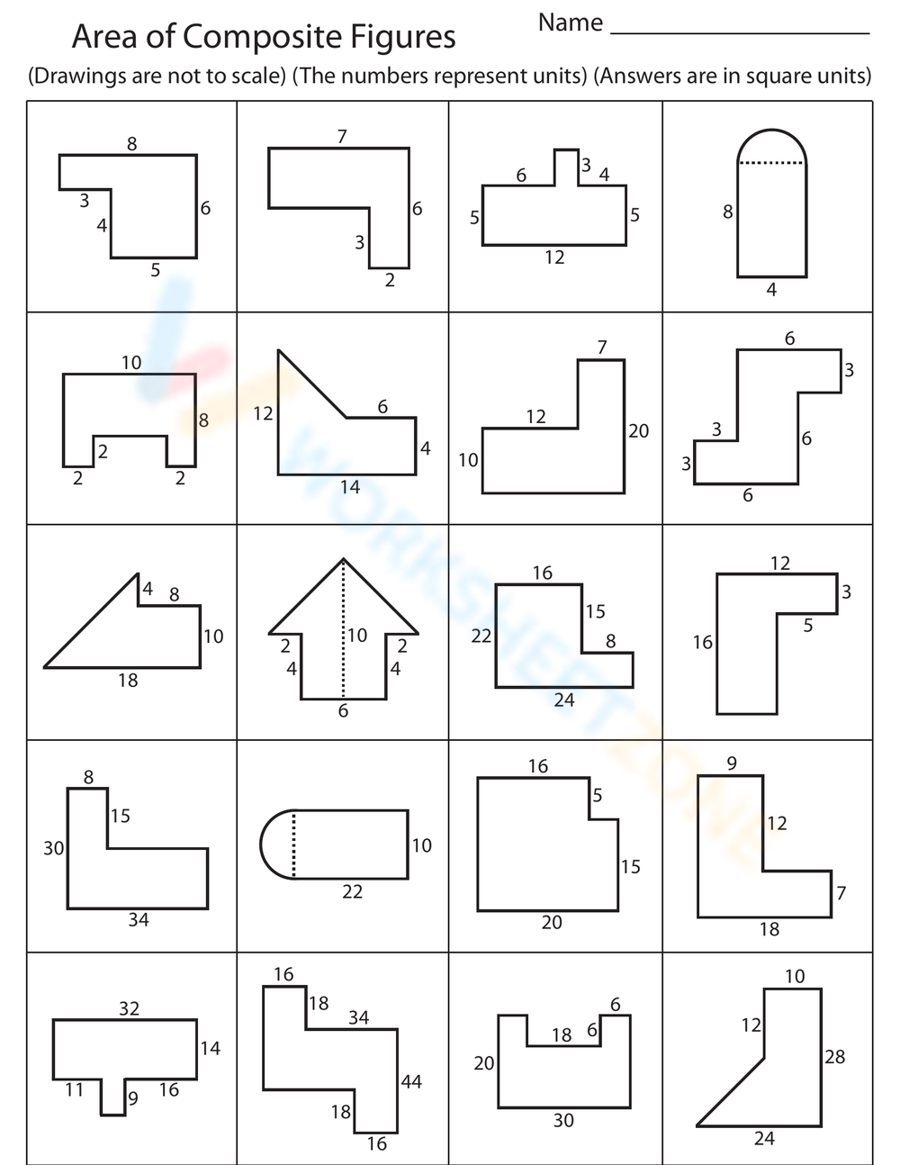 area of composite figures worksheet