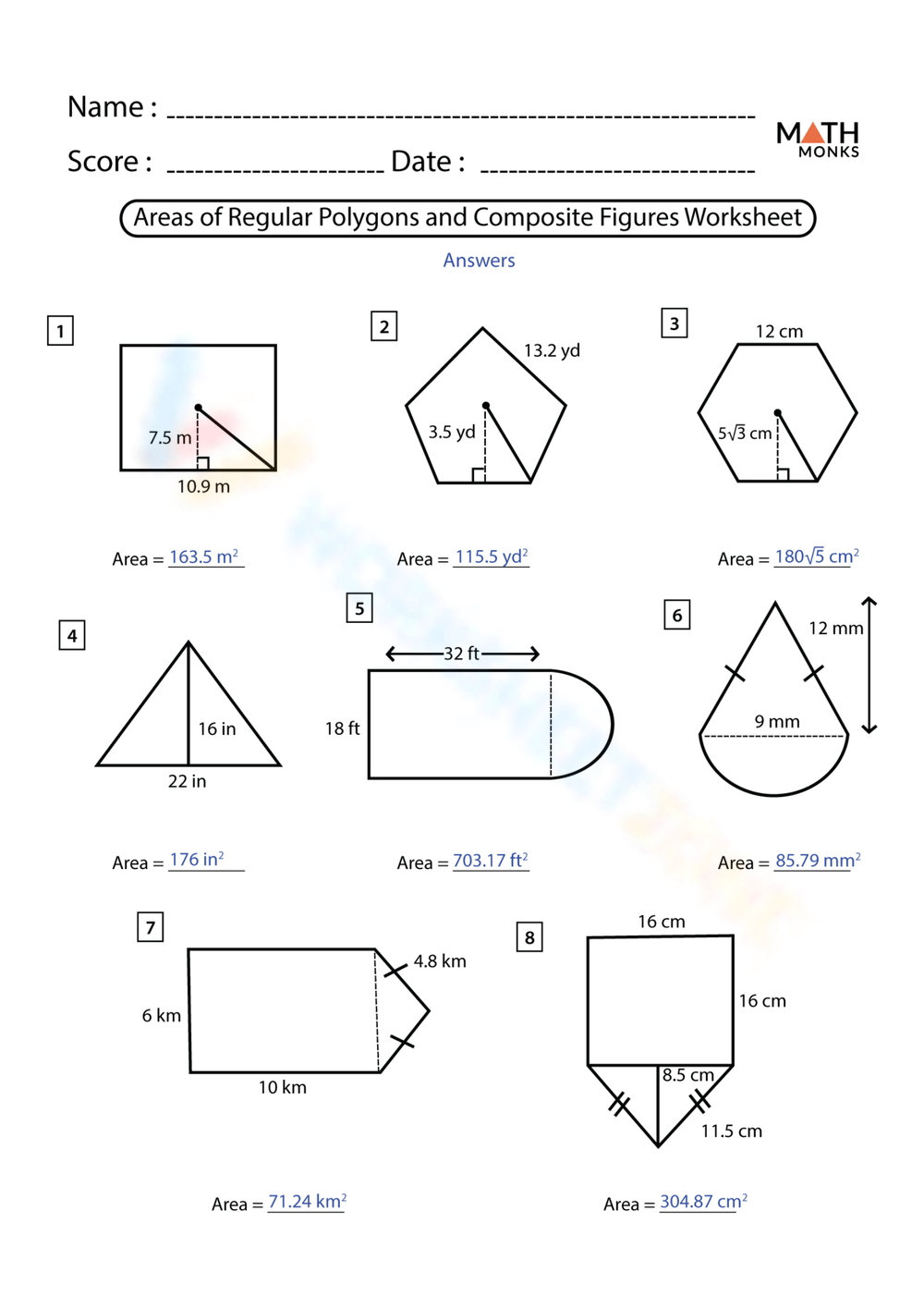 Area Of Composite Figures Worksheets Math Monks Worksheets Library