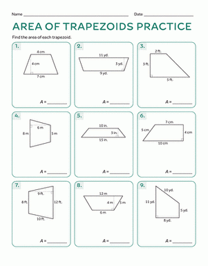 Area Of Trapezoids Practice Worksheet Education Worksheets 