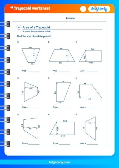area of trapezoid worksheet