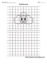 Art Grid Clown Drawing Worksheet For UKG Art Grid Drawing 