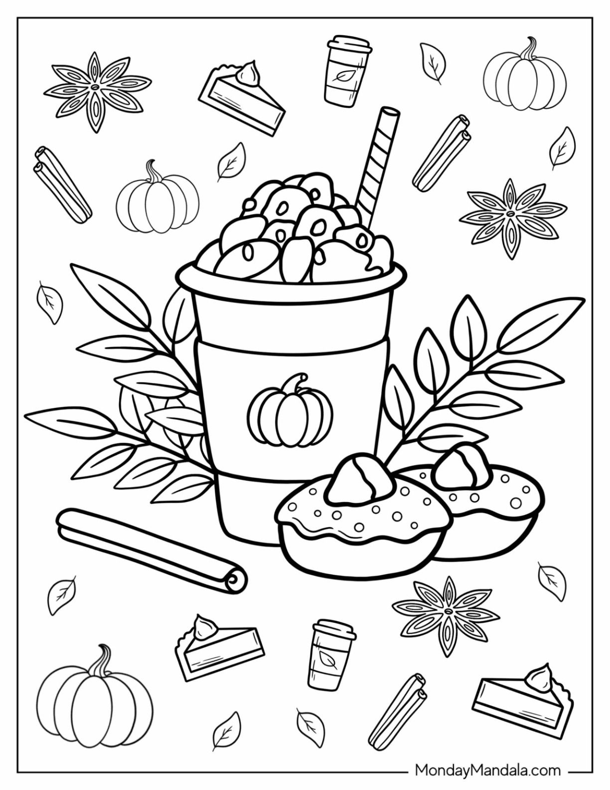 Autumn Fall Coloring Pages Free PDF Printables Thanksgiving 