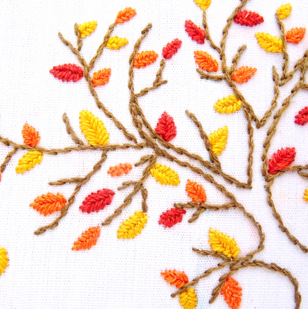 Autumn Tree Hand Embroidery Pattern Wandering Threads Embroidery