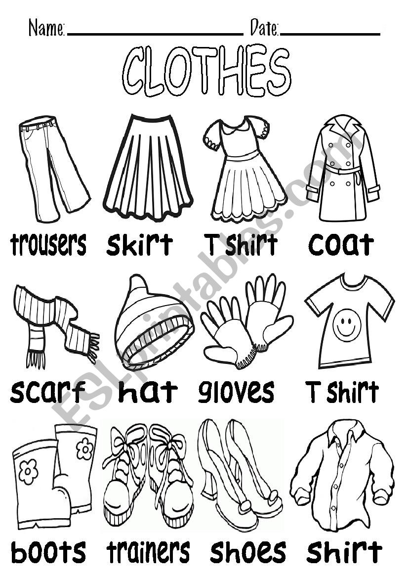 B W VOCABULARY ABOUT CLOTHES ESL Worksheet By Elenarobles29