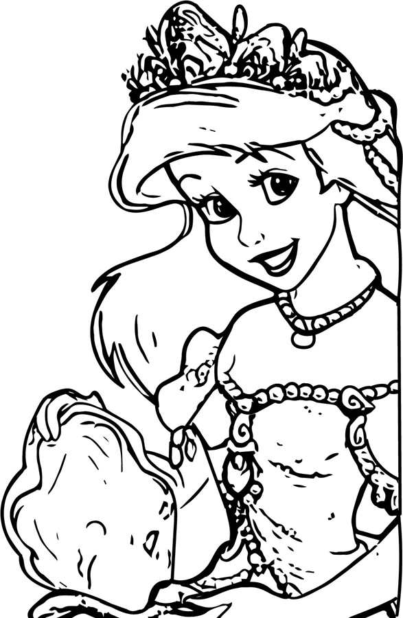 Baby Disney Princess Ariel Coloring Page Mermaid Free Printable 