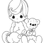 Baby Doll Teddy Bear Coloring Page Printable