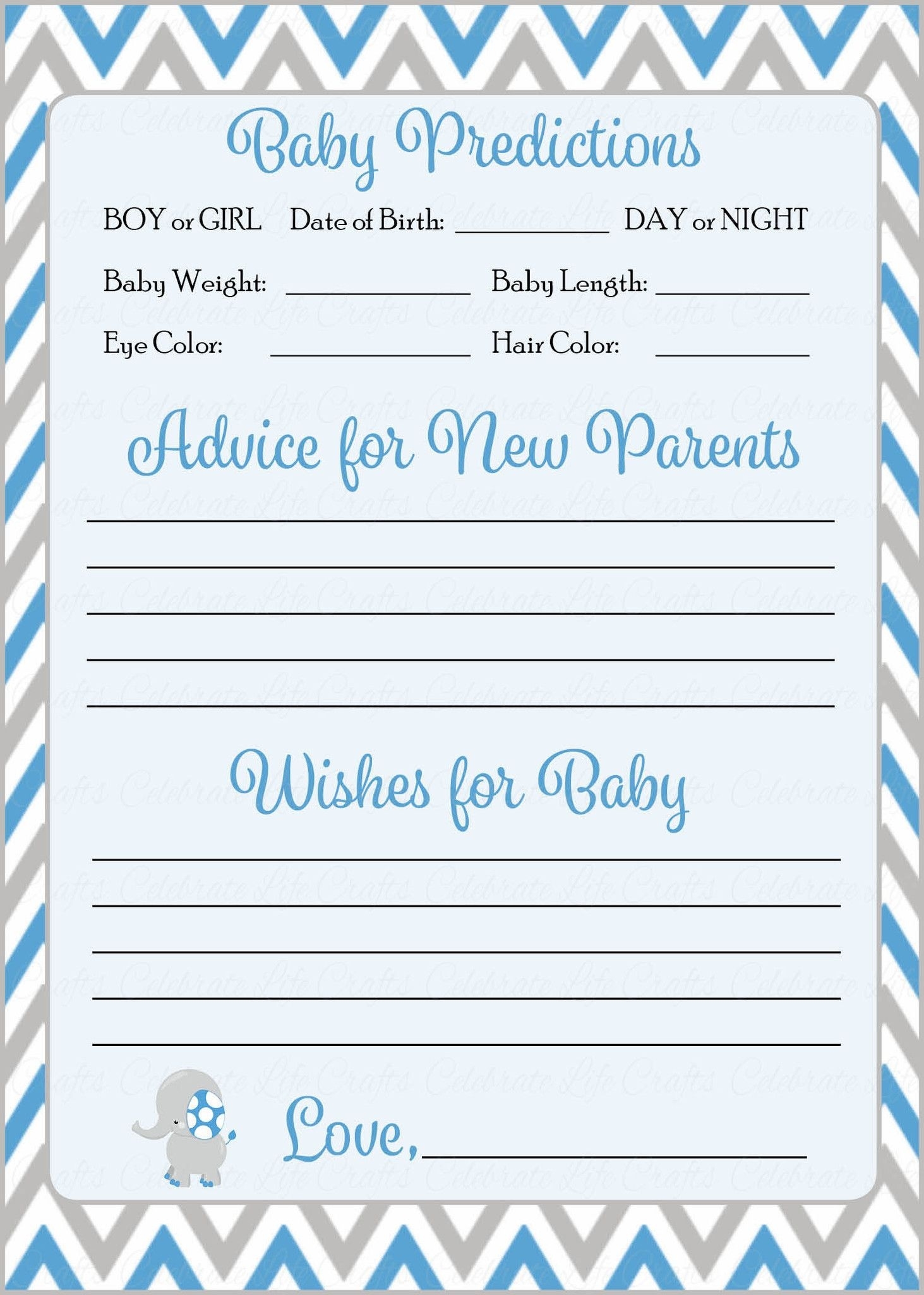 free printable baby shower prediction cards pdf