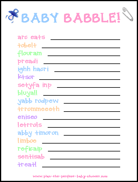 Baby Shower Unscramble Game Printable Baby Viewer