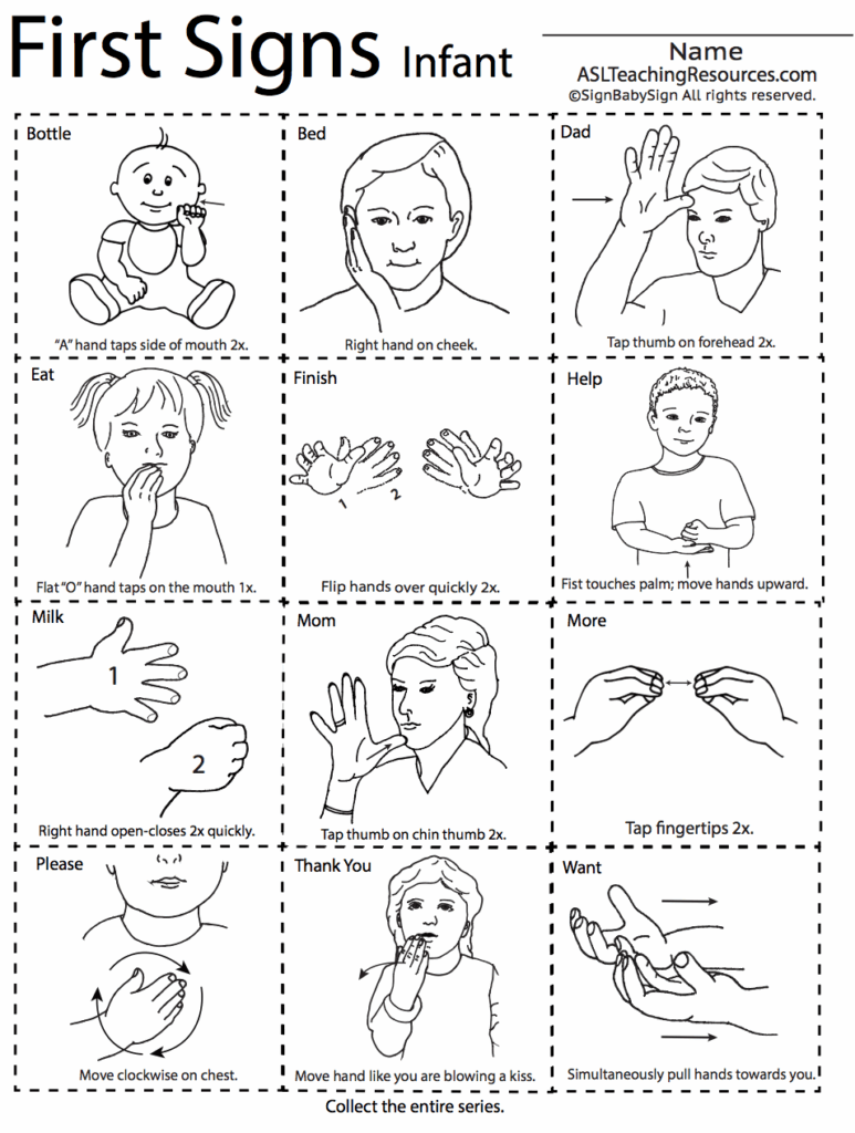 Baby Sign Language Printable Flash Cards Language Worksheets
