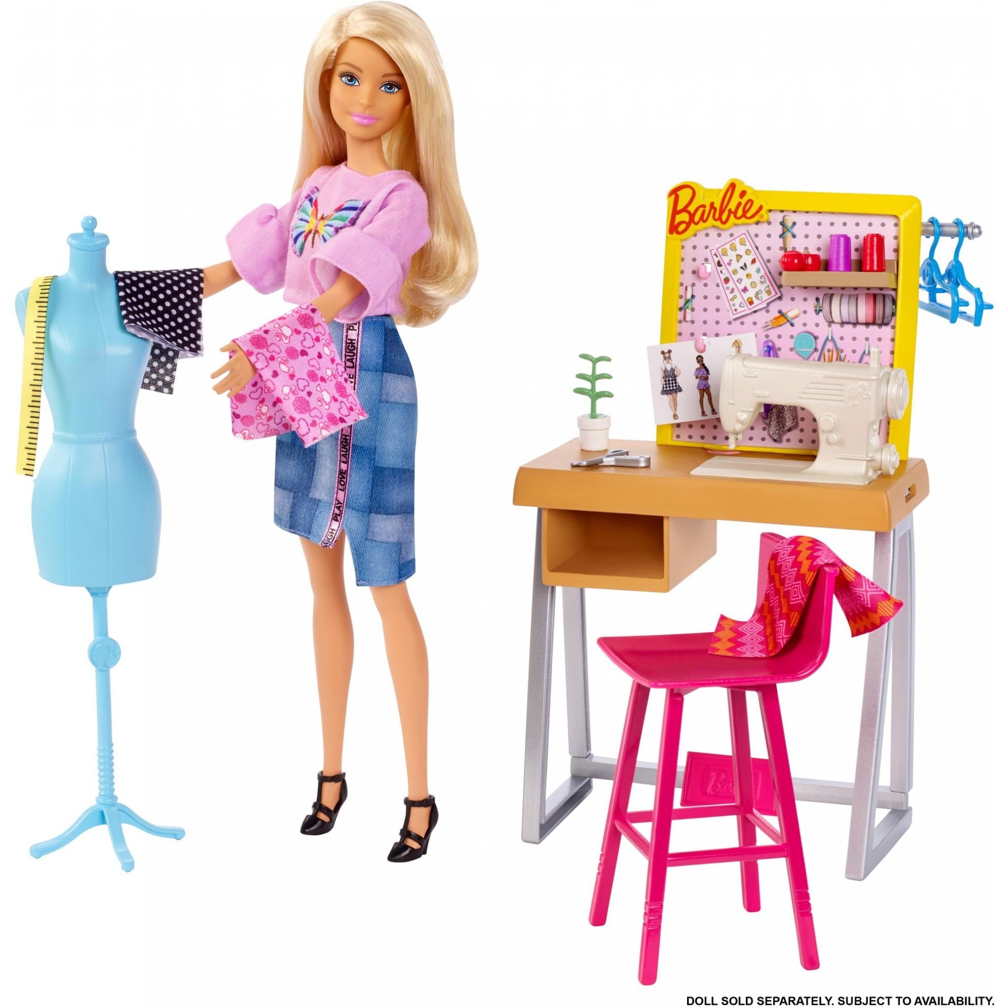 Barbie Career Places Fashion Design Studio Playset With Themed 