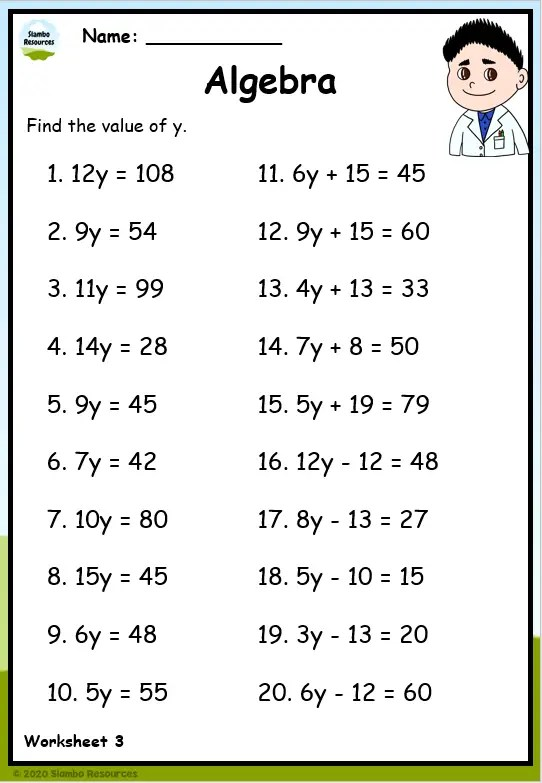 Basic Algebra Worksheets Worksheets Library