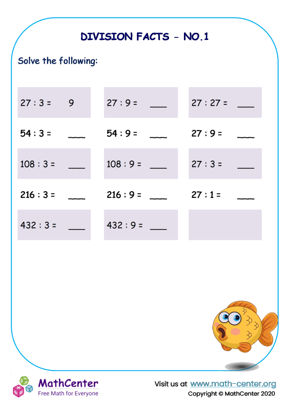 Basic Division Fact Worksheets Worksheets Library