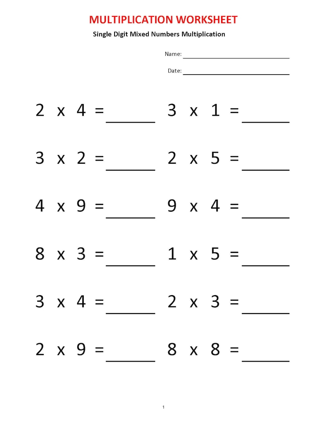 Basic Multiplication Worksheets Worksheets Library