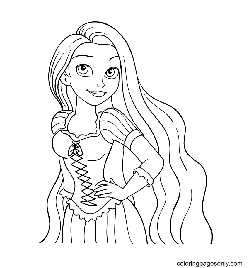 Beautiful Disney Princess Rapunzel Coloring Page Free Printable 