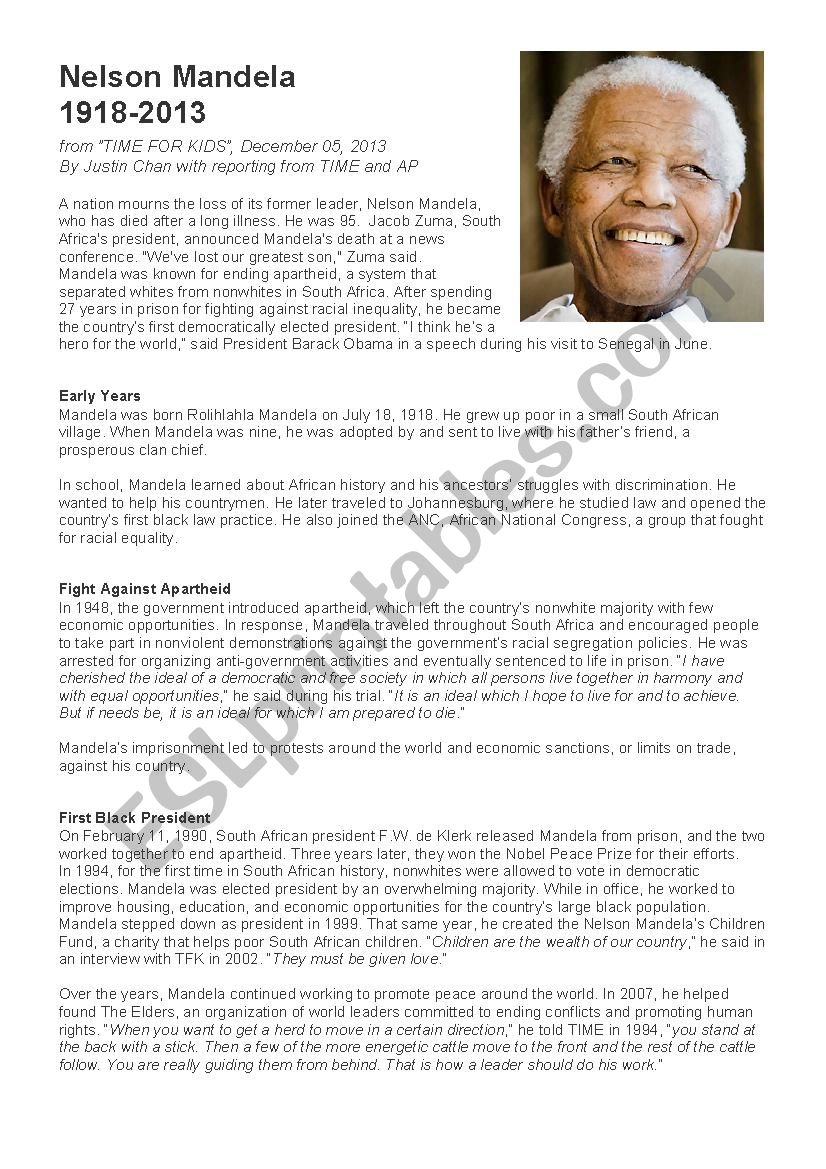 Biography Nelson Mandela PDF Nelson Mandela Apartheid 60 OFF