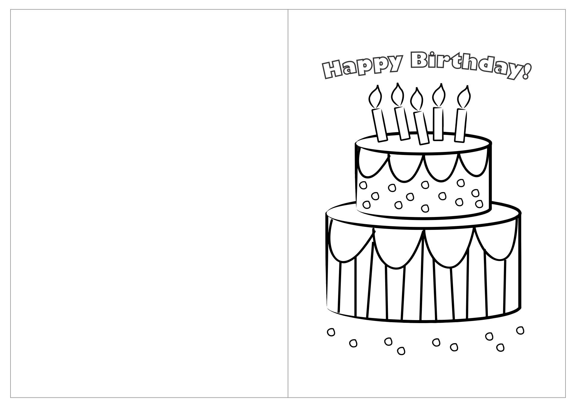 Birthday Cards To Color 12 Free PDF Printables Printablee Happy 