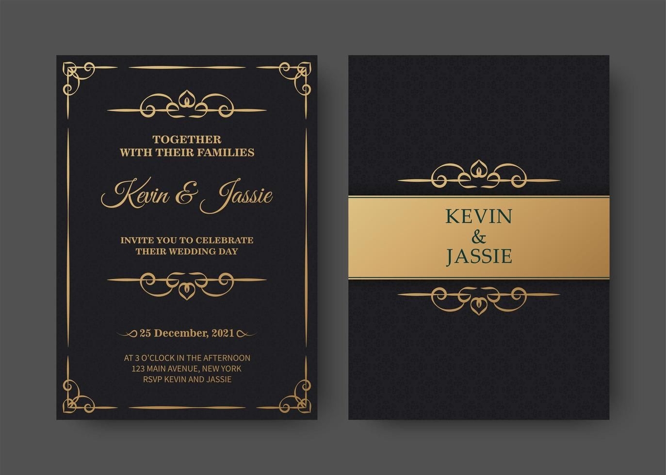 Black And Gold Invitation Card Template