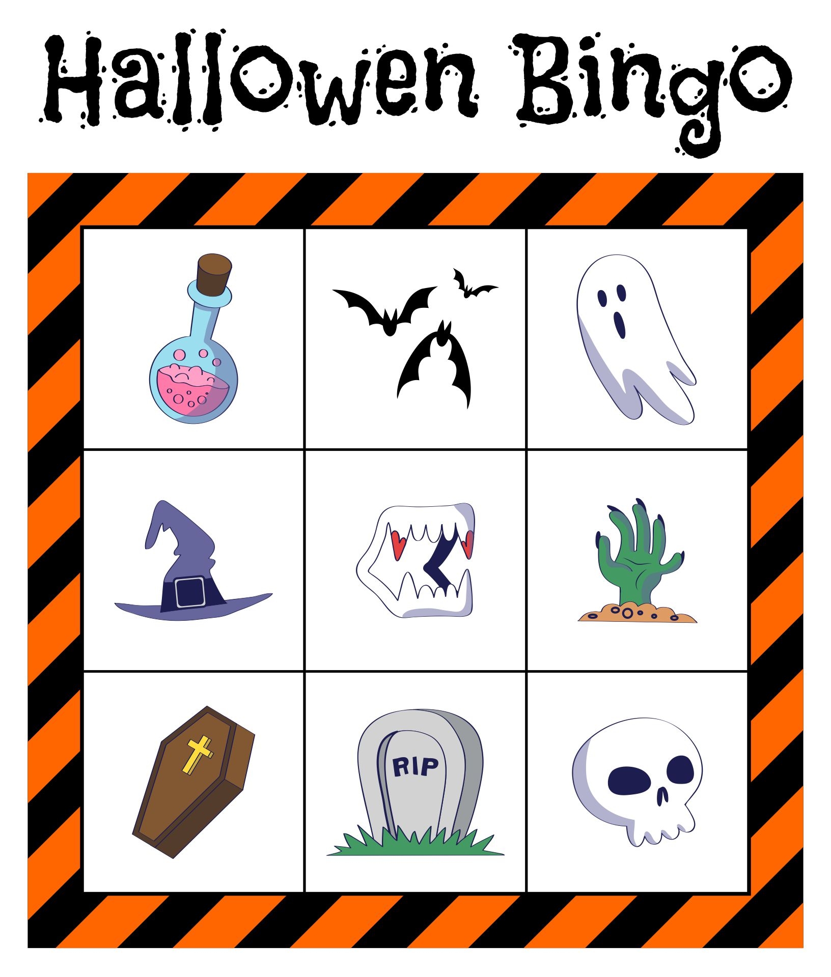 free printable black and white halloween bingo cards