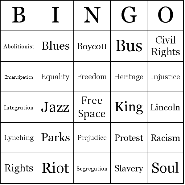 Black History Bingo Cards