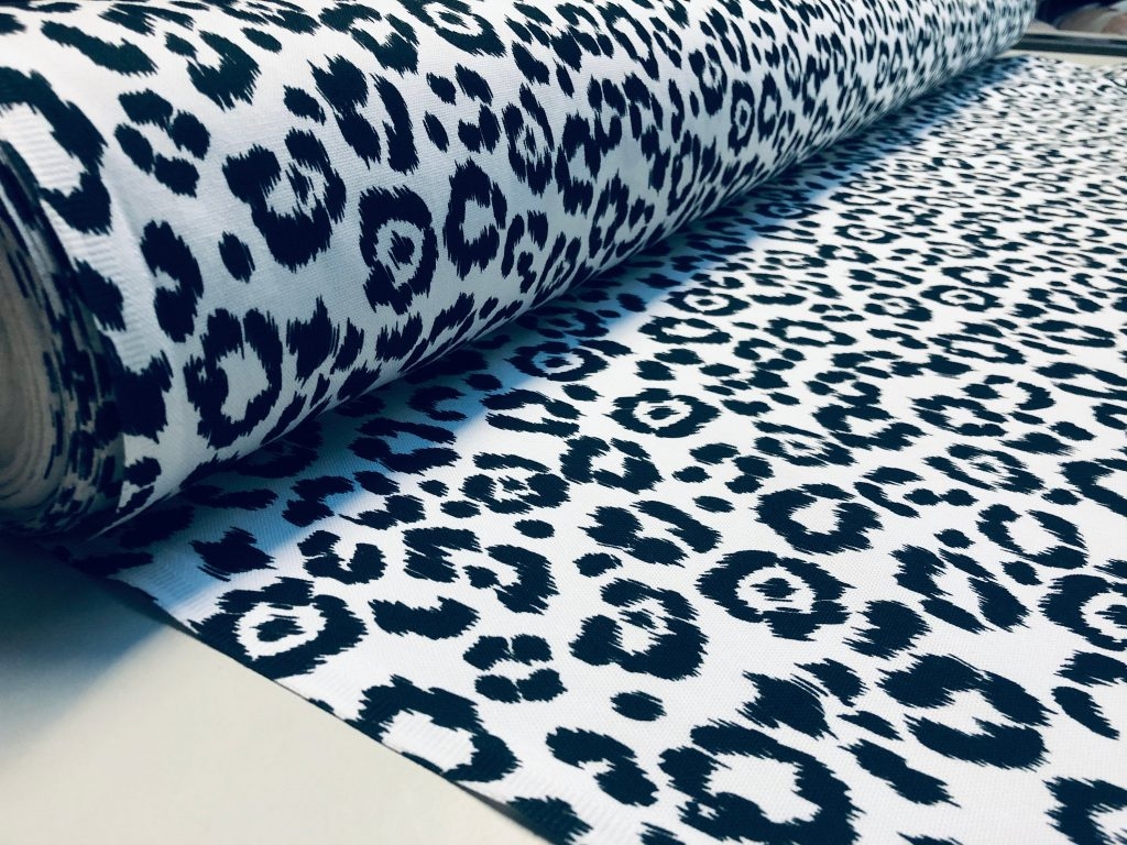 Black White Leopard Print Cotton Fabric For Curtains Upholstery Home 
