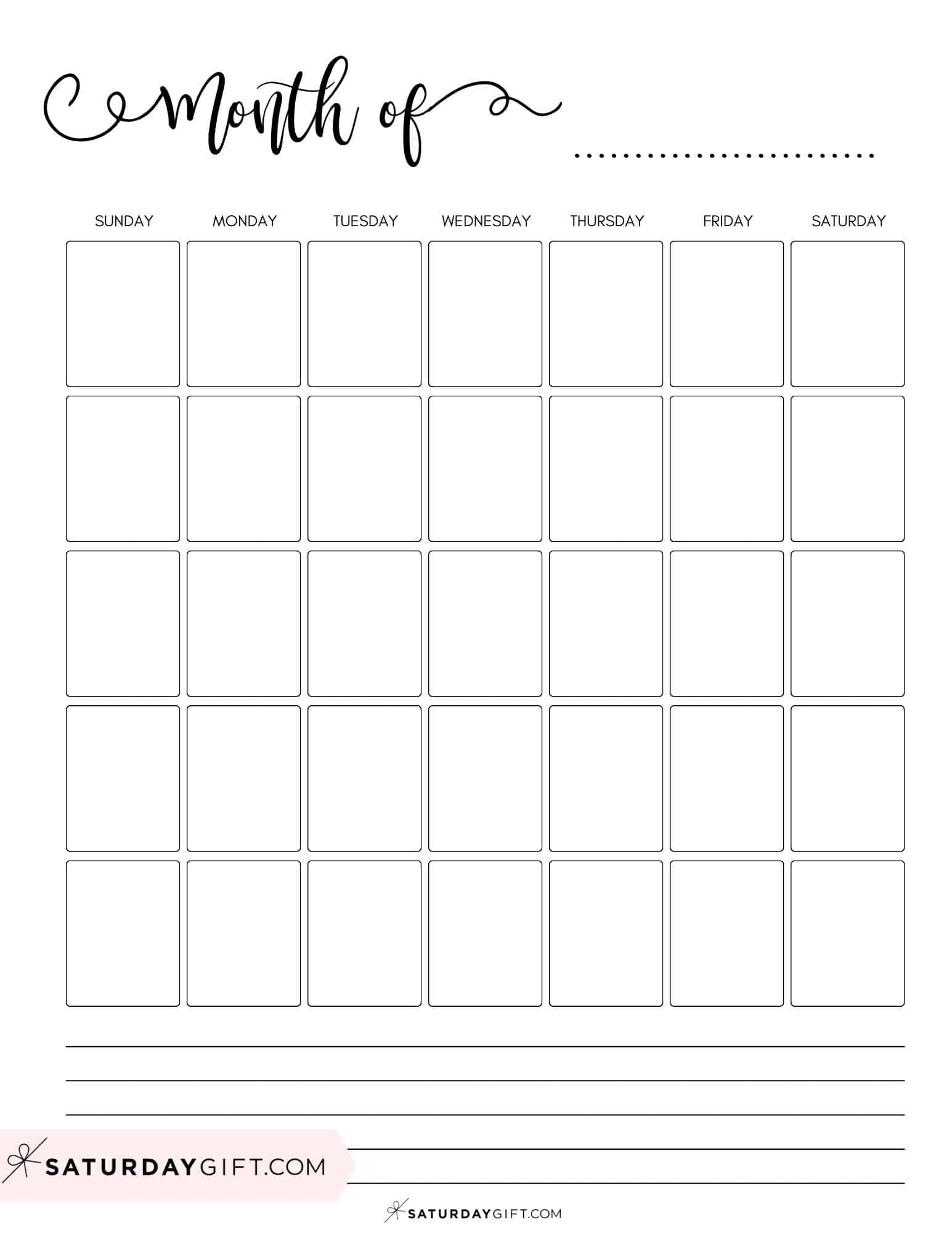 monthly free printable blank calendar template