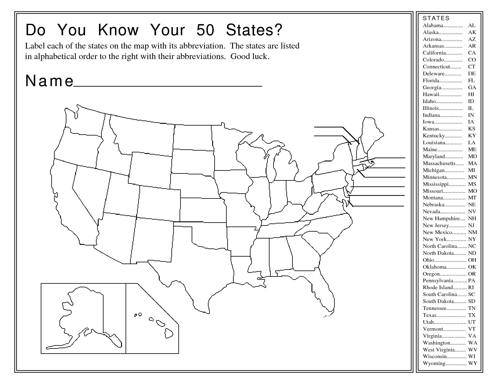 Blank United States Map Worksheet Printable Maps Online