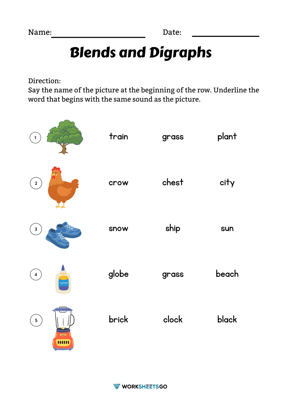 Blends And Digraphs Worksheets WorksheetsGO