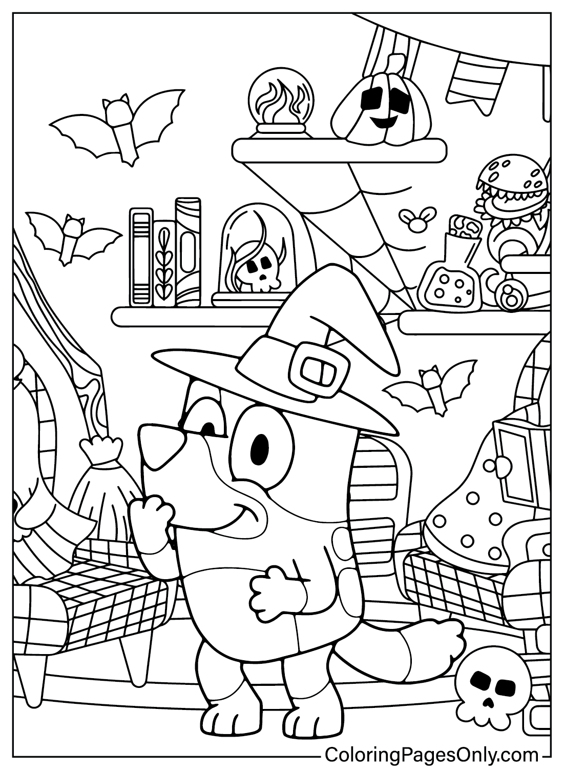 Bluey Halloween Color Page Free Printable Coloring Pages