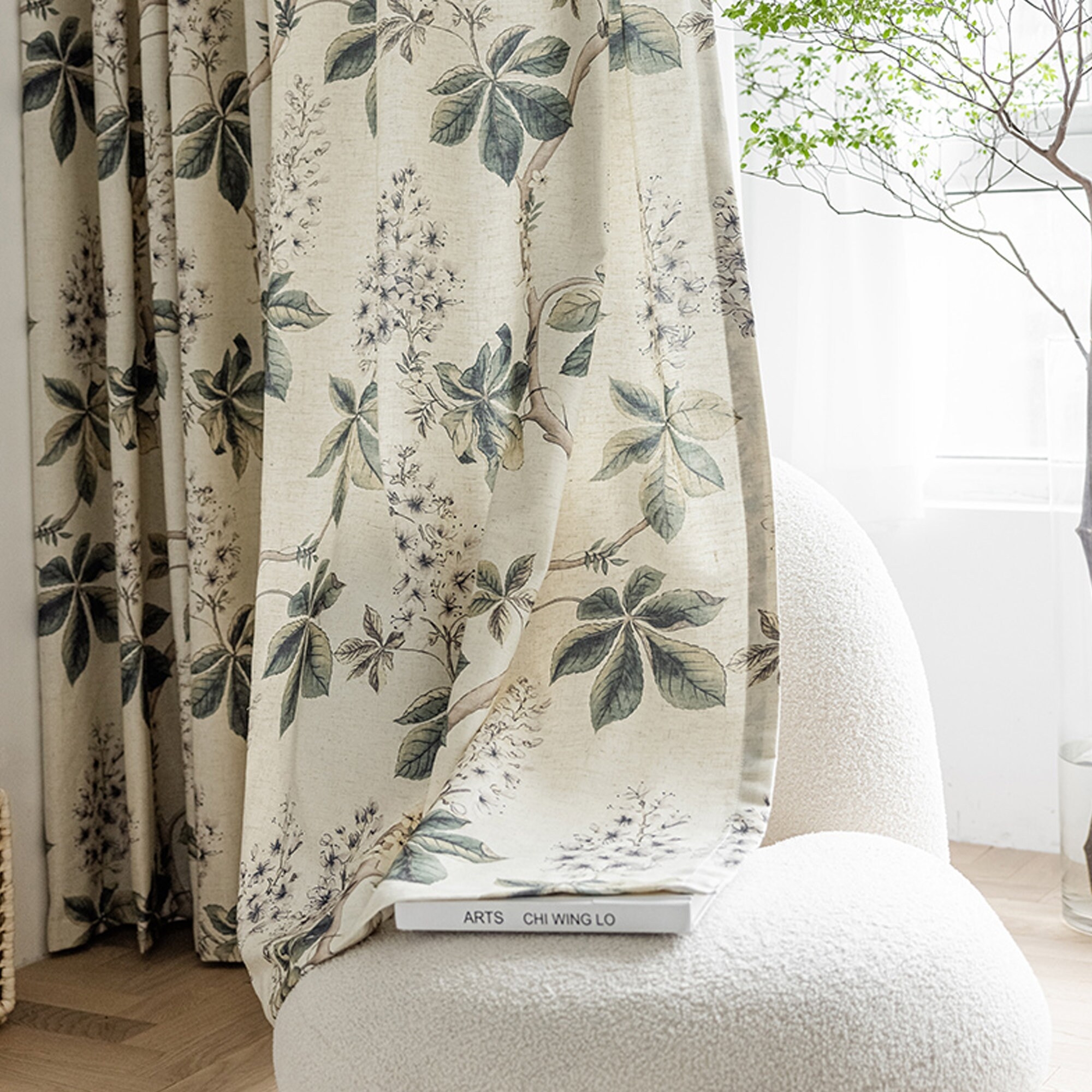 Botanical Print Curtains Country Garden Style Living Room Etsy