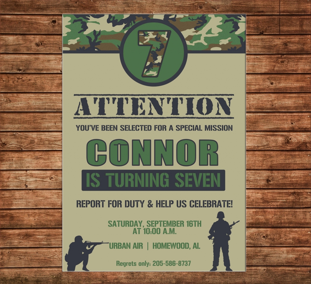 Boy Invitation Camo Camouflage Army Birthday Party Can Army 