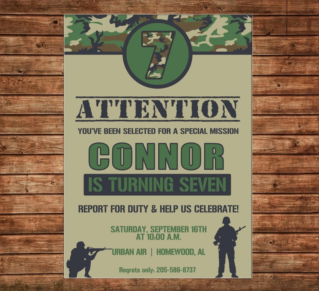 Boy Invitation Camo Camouflage Army Birthday Party Can Army 