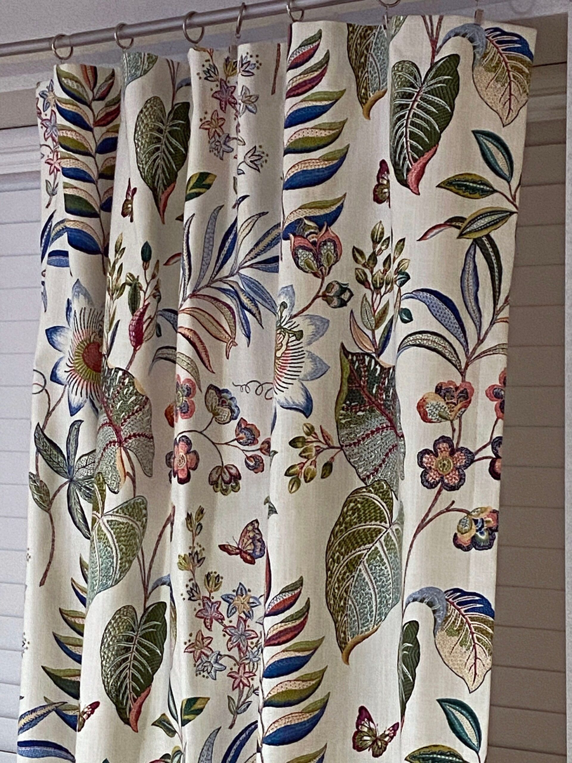 Bright Botanical Curtains Butterfly Garden Etsy Fabric Decor 