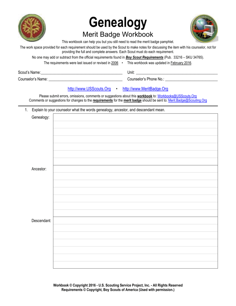 Bsa Merit Badge Worksheet Worksheets Library