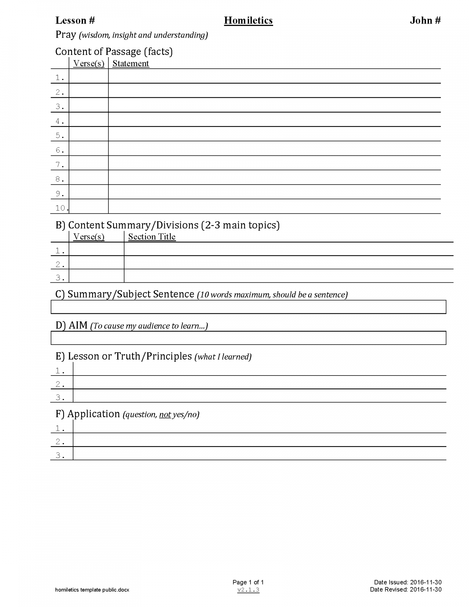 printable homiletics worksheet
