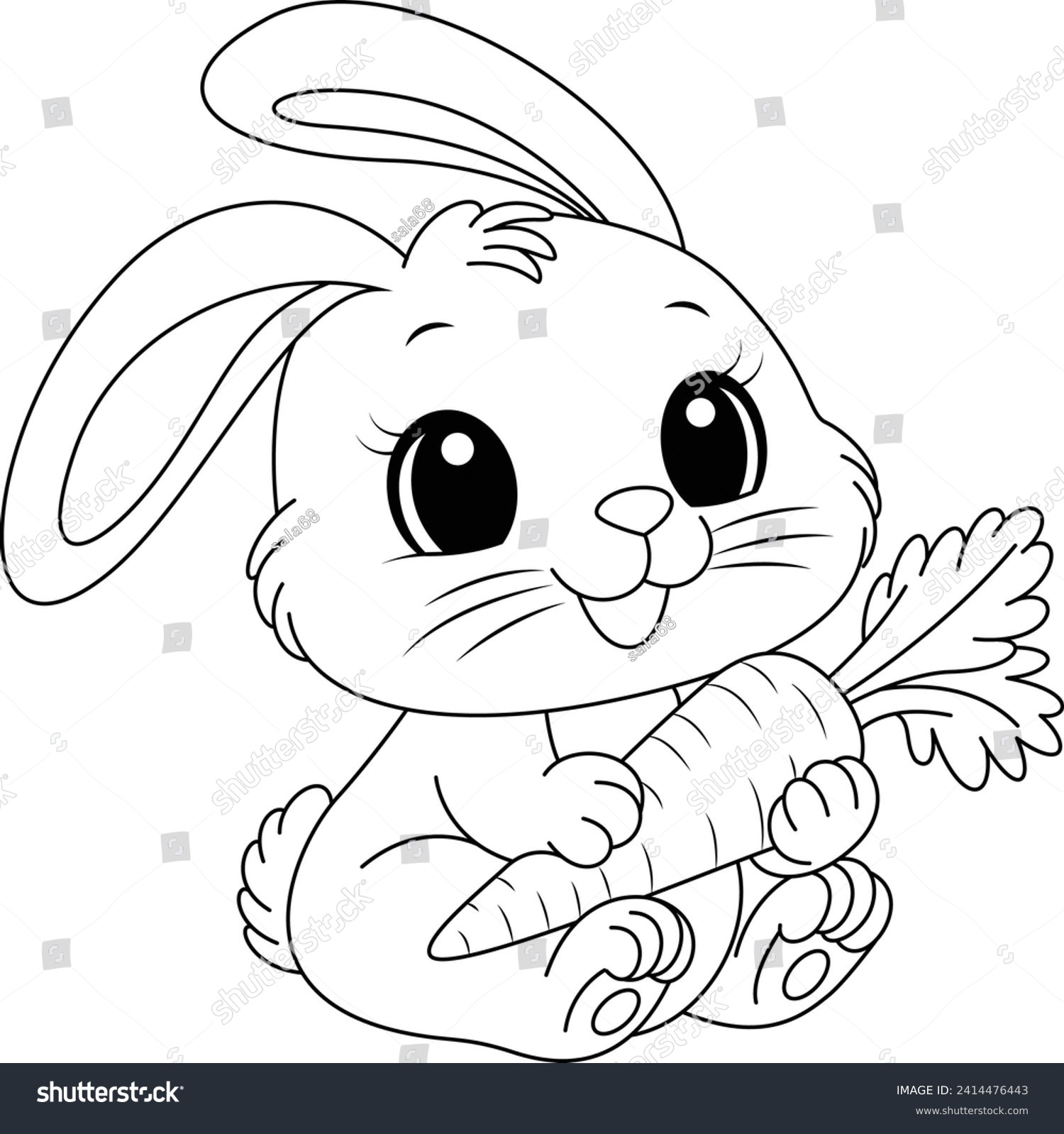 Bunny Carrot Coloring Page Stock Vector Royalty Free 2414476443 