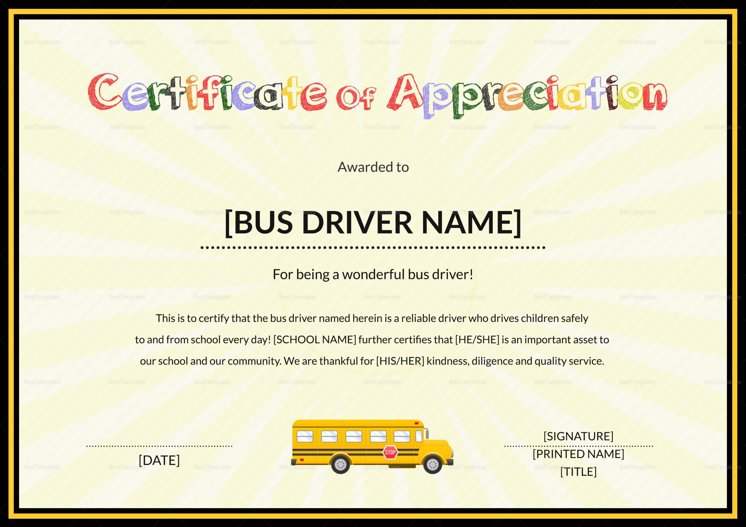 Bus Driver Thank You Card Free Printable Printable New Year Banners