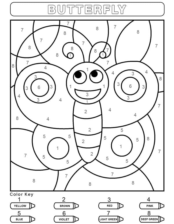 Butterfly Color By Number Coloring Page Free Printable Coloring Pages 