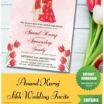 Buy EDITABLE Anand Karaj Sikh Wedding Invitation Template Punjabi