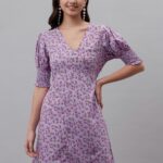 Buy PlusS Purple Floral Print A Line Dress Dresses For Women 19141490