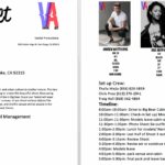 Call Sheet Fashion Photoshoot Behance