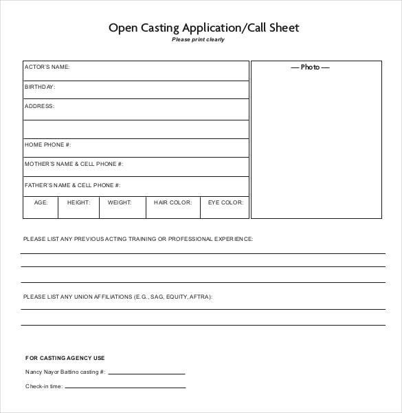 Call Sheet Template 25 Free Word PDF Documents Download 