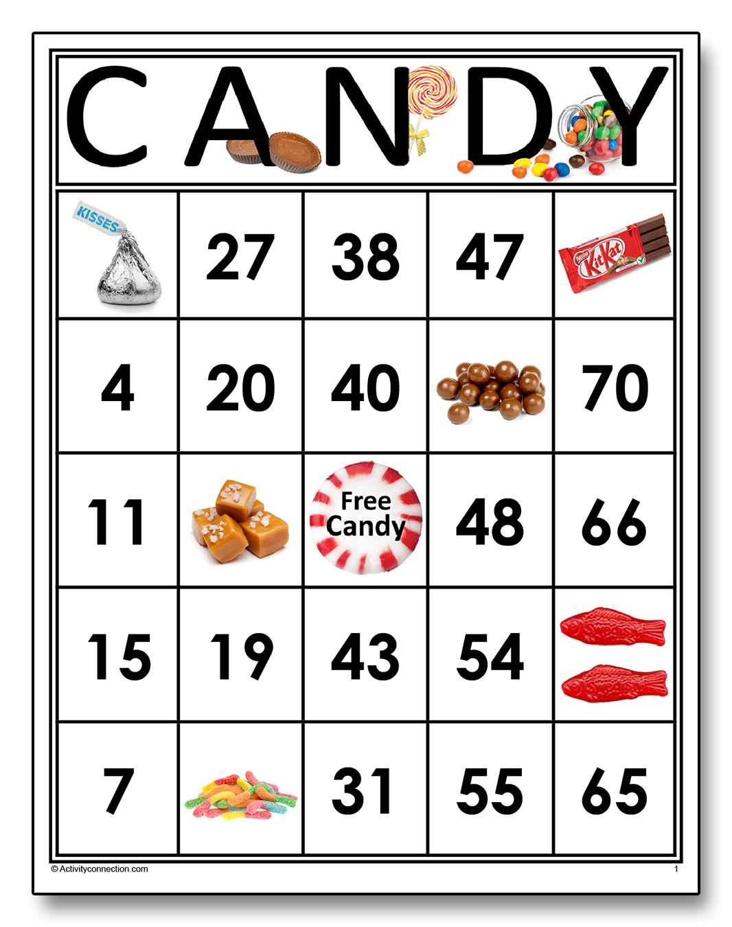 CANDY Bingo Cards Printable Marketplace Verloop io