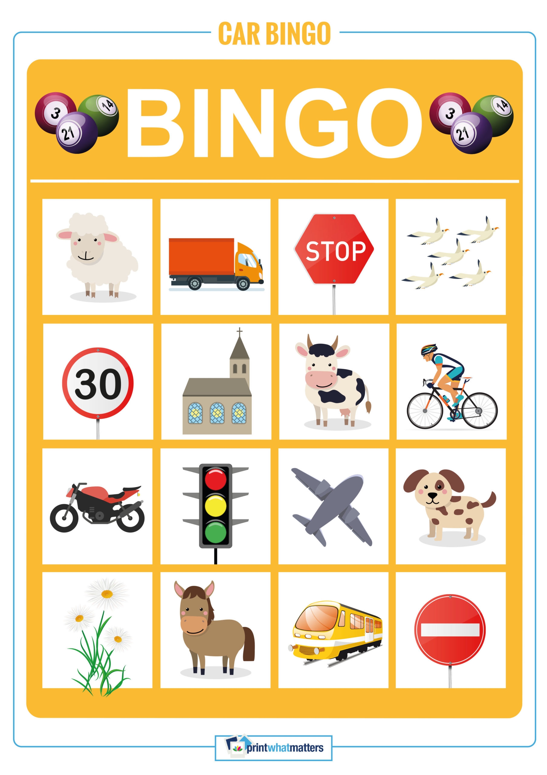 Car Bingo Print What Matters Printable Bingo Cards