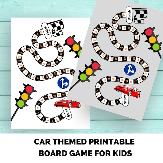 Car Racing Printable Board Game Family Board Game KIDS Board 