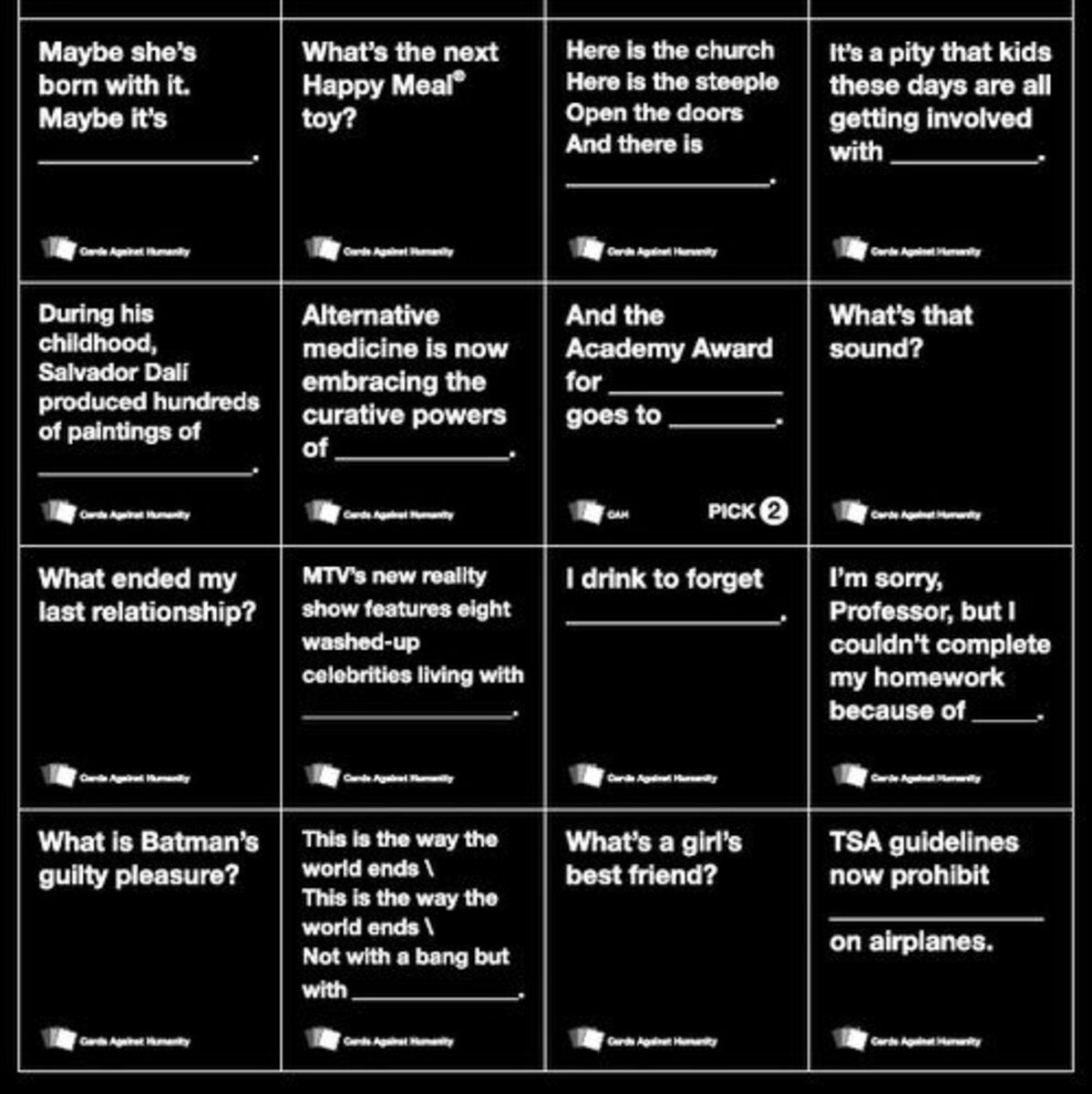 free printable cards against christmas examples