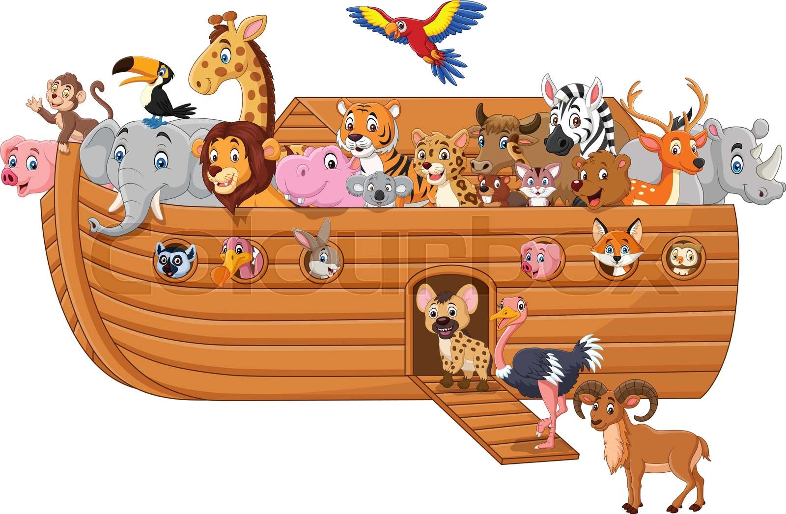 Cartoon Noah Ark With Animals Stock Vector Colourbox